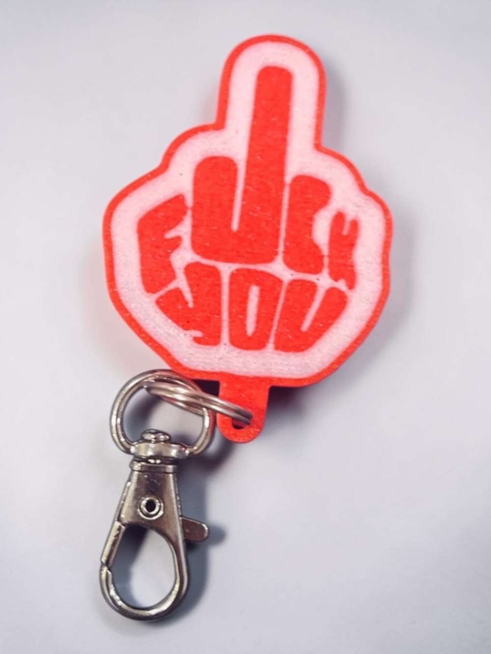 3d Custom F**k You Middle Finger Keychain - Red and White